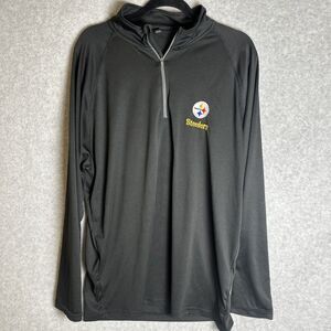 Pittsburgh Steelers Mens XL 1/4 Zip Black Pullover Long Sleeve Logo Lightweight